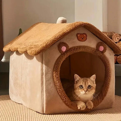 Foldable Pet House Removable Washable Cat House Puppy Cave Sofa Pet Bed House for Extra Small Dogs and Small Medium Cats Winter