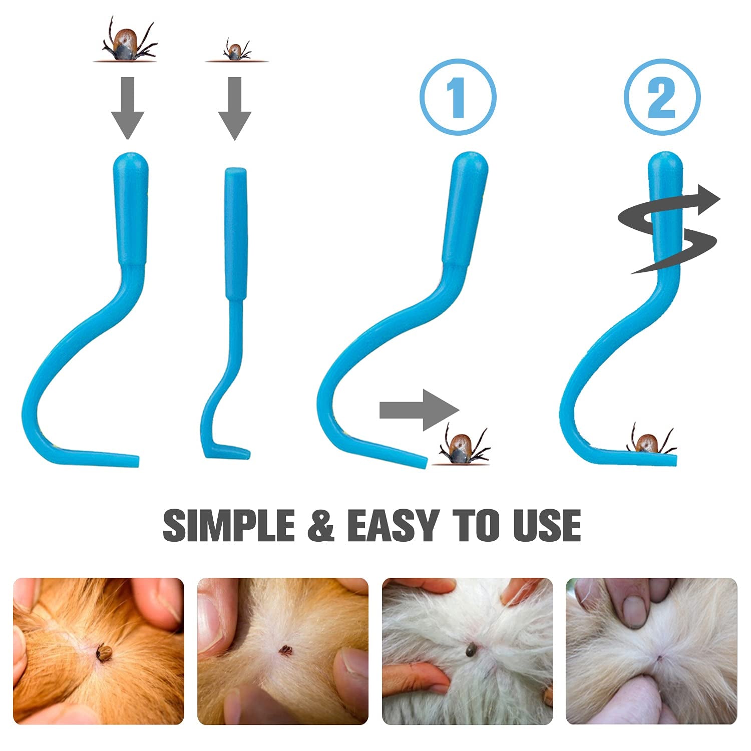 Cat & Dog Grooming Set - Fine Tooth Comb for Removing Dandruff Flakes & Hair (Blue)