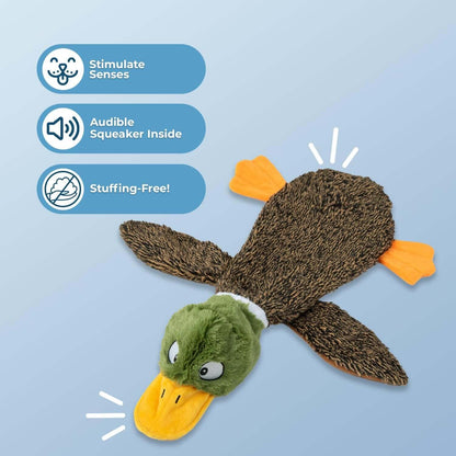 Squeaky Dog Toys with Soft Durable Fabric for Small, Medium and Large Pets Interactive Toy for Indoor Play, Supports Active Biting and Play - 1Wild Duck, Alligator, Medium