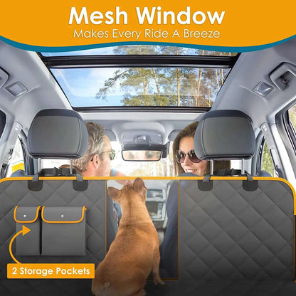Dog Seat Cover – Waterproof & Nonslip Hammock for Dogs with Mesh Window & Seat Belt