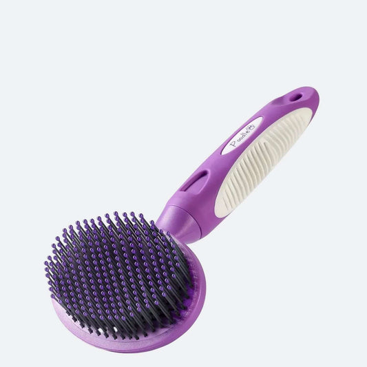 round Soft Bristle Hair Brush Pet Grooming Tool for Dogs & Cats, Purple