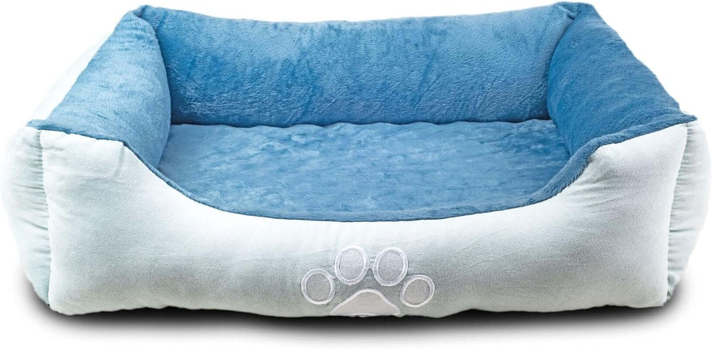 Orthopedic Rectangle Bolster Pet Bed,Dog Bed, Medium 25X21 Inches Blue, by , Blue with Orthopedic Insert. (HCT-ORT-BLUE)