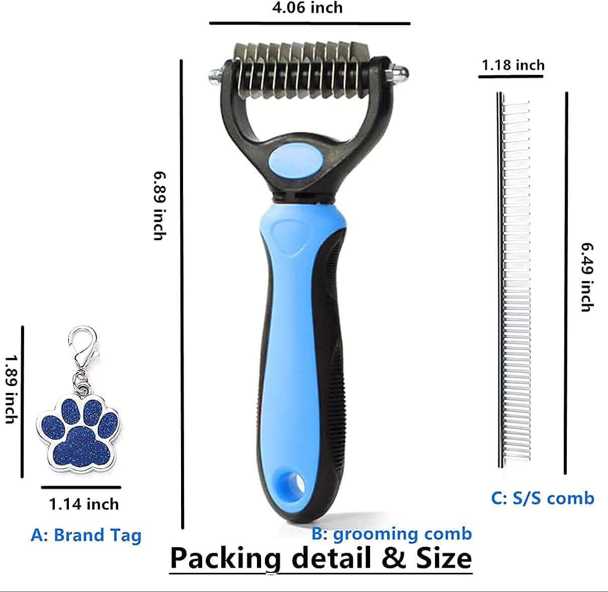 WB  Dog Grooming Rakes Grooming Brush Effectively Dematting Tool for Huskie