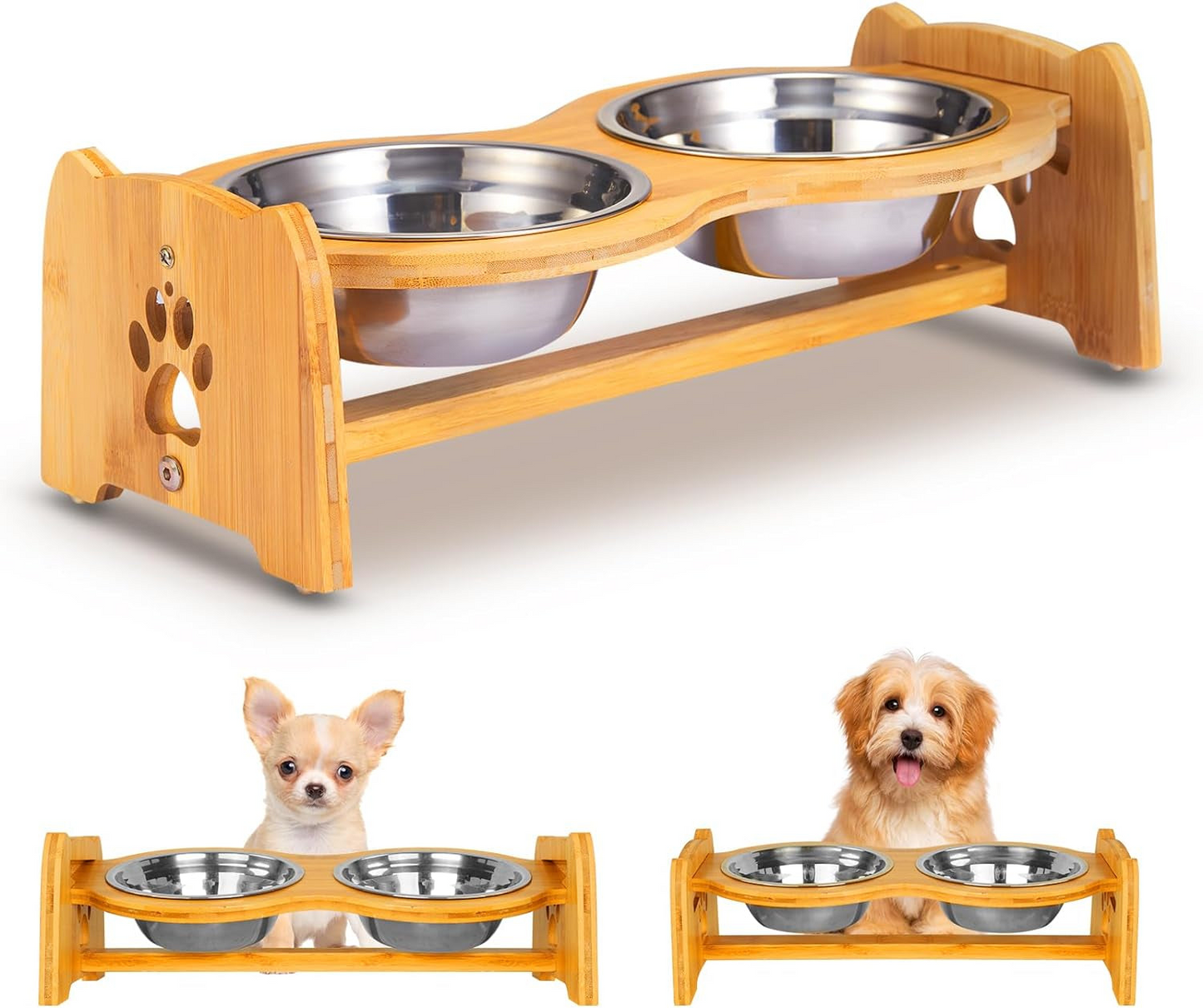Adjustable Bamboo Elevated Bowls