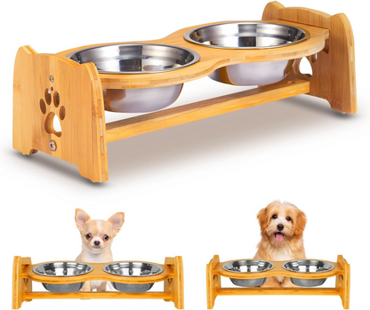 Adjustable Bamboo Elevated Bowls