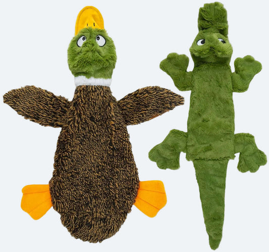 Squeaky Dog Toys with Soft Durable Fabric for Small, Medium and Large Pets Interactive Toy for Indoor Play, Supports Active Biting and Play - 1Wild Duck, Alligator, Medium