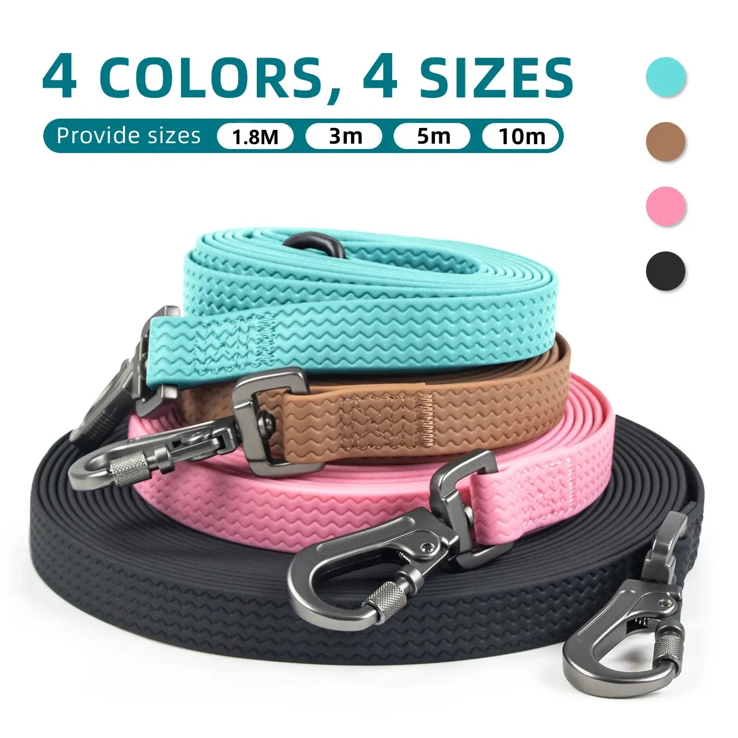1.8M 3M 5M 10M PVC Dog Leash Large Dog Medium Waterproof and Easy to Clean Running Dog Training Leash Long Strong