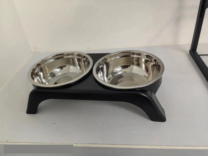 Elevated Cat Bowls, Dog Bowl,Stainless Steel Raised Cat Food Water Bowl Set with ABS anti Slip Stand for Indoor Cats