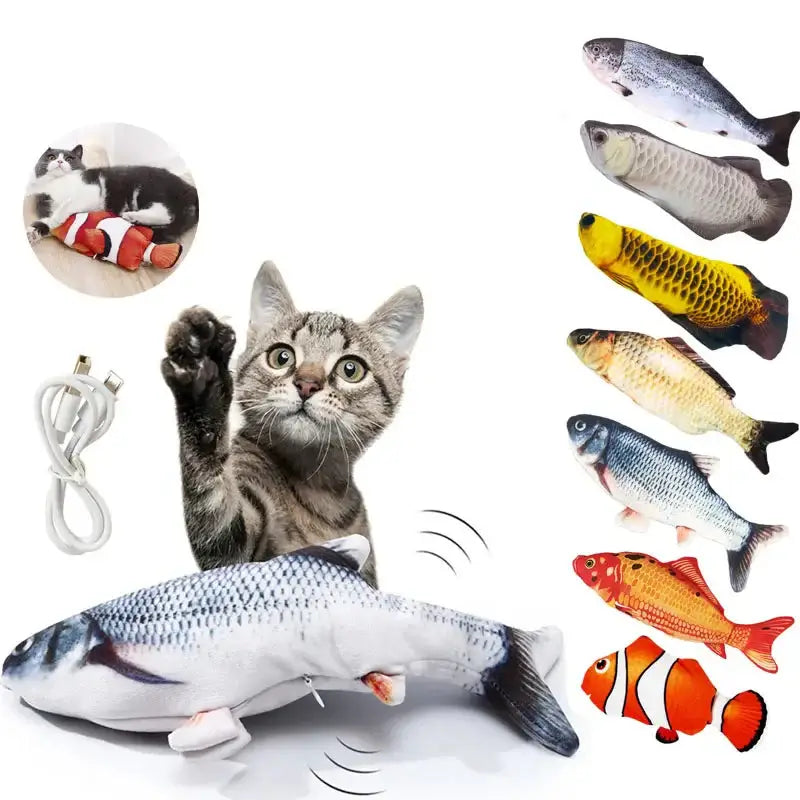 Electric Cat Toy Fish Pet Cat Toys Simulation Fish Swing Kitten Dance Fish Toy Funny Cats Chewing Playing Supplies USB Charging