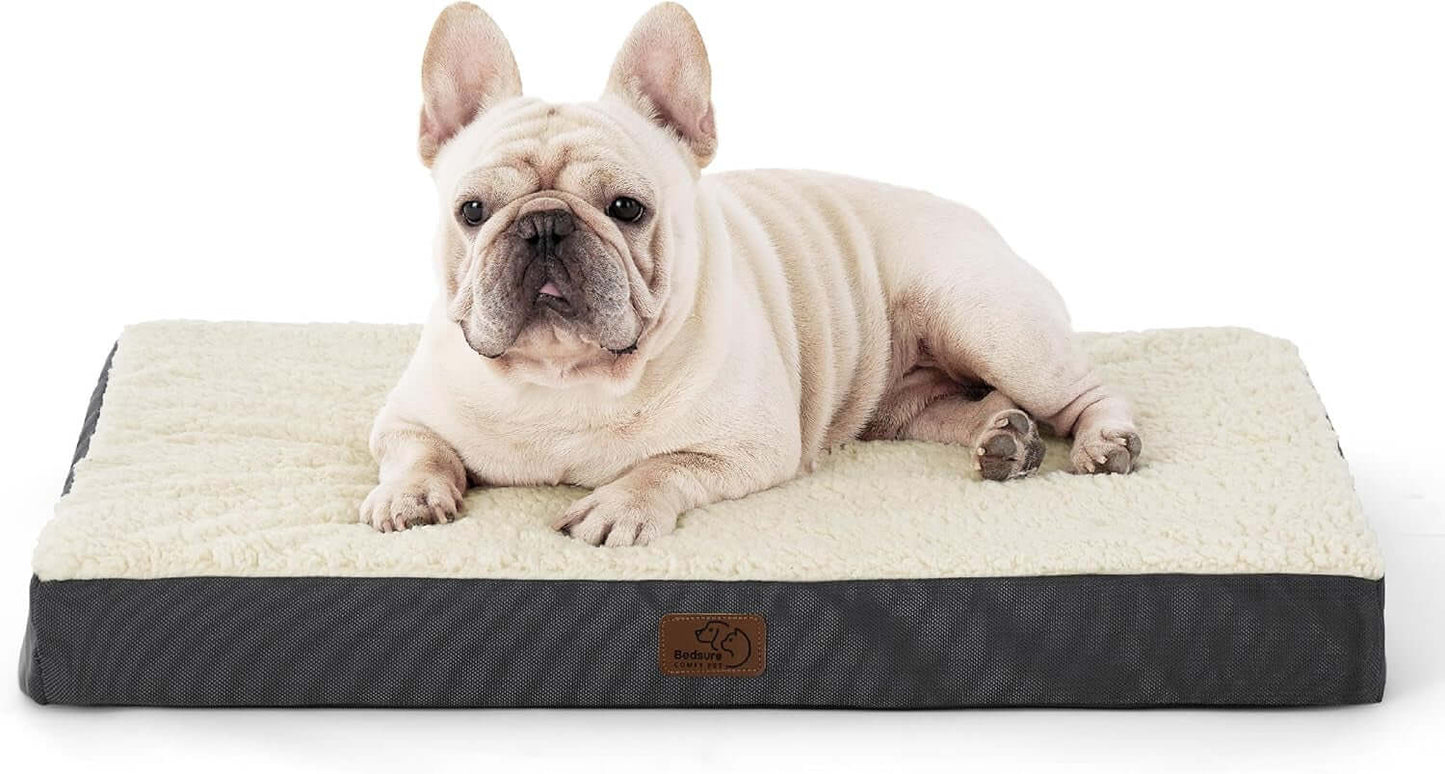 Dog Bed Medium Size Dog - Comfy Flat Puppy Beds with Removable Washable Cover, Orthopedic Egg Crate Foam Pet Mat, Suitable for Pet up to 30 Lbs