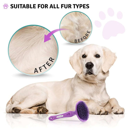 round Soft Bristle Hair Brush Pet Grooming Tool for Dogs & Cats, Purple