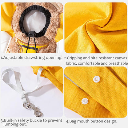 Bee-Shaped Show Head Pet Canvas Shaped Shoulder Bag，Pet Out Bag, Outcrop, Pet Out Shoulder Bag. (Bee-Large)