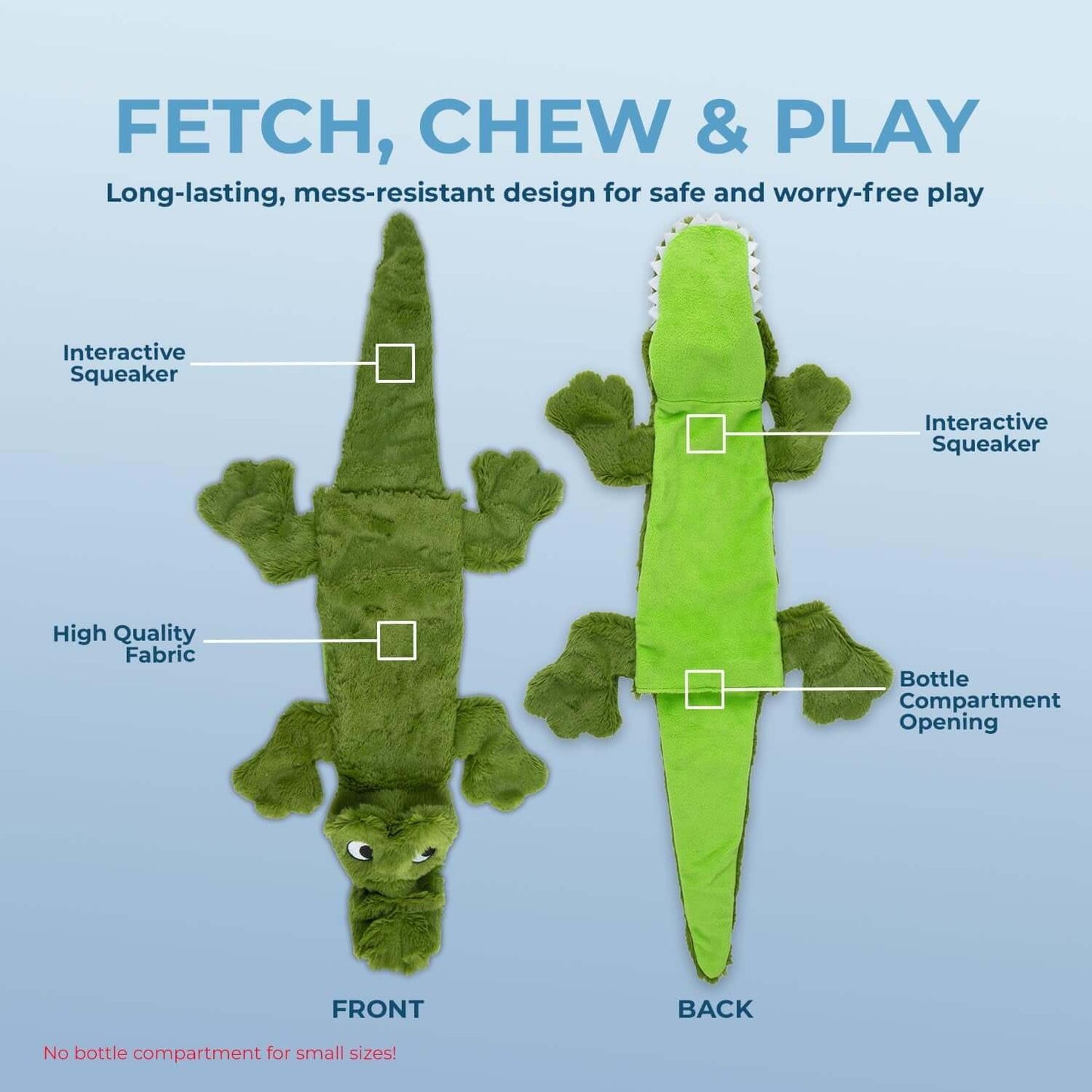 Squeaky Dog Toys with Soft Durable Fabric for Small, Medium and Large Pets Interactive Toy for Indoor Play, Supports Active Biting and Play - 1Wild Duck, Alligator, Medium