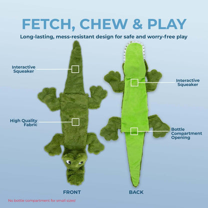 Squeaky Dog Toys with Soft Durable Fabric for Small, Medium and Large Pets Interactive Toy for Indoor Play, Supports Active Biting and Play - 1Wild Duck, Alligator, Medium