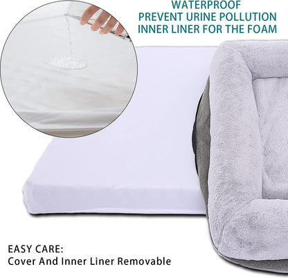 Orthopedic Dog Bed for Medium Dogs, Bolster Sides Dogs Sofa Bed with Removable Washable Cover & Non-Skid Bottom, Soft Pet Bed with Egg Foam Dog Couch for Sleeping, 31 X 25 Inch, Gray